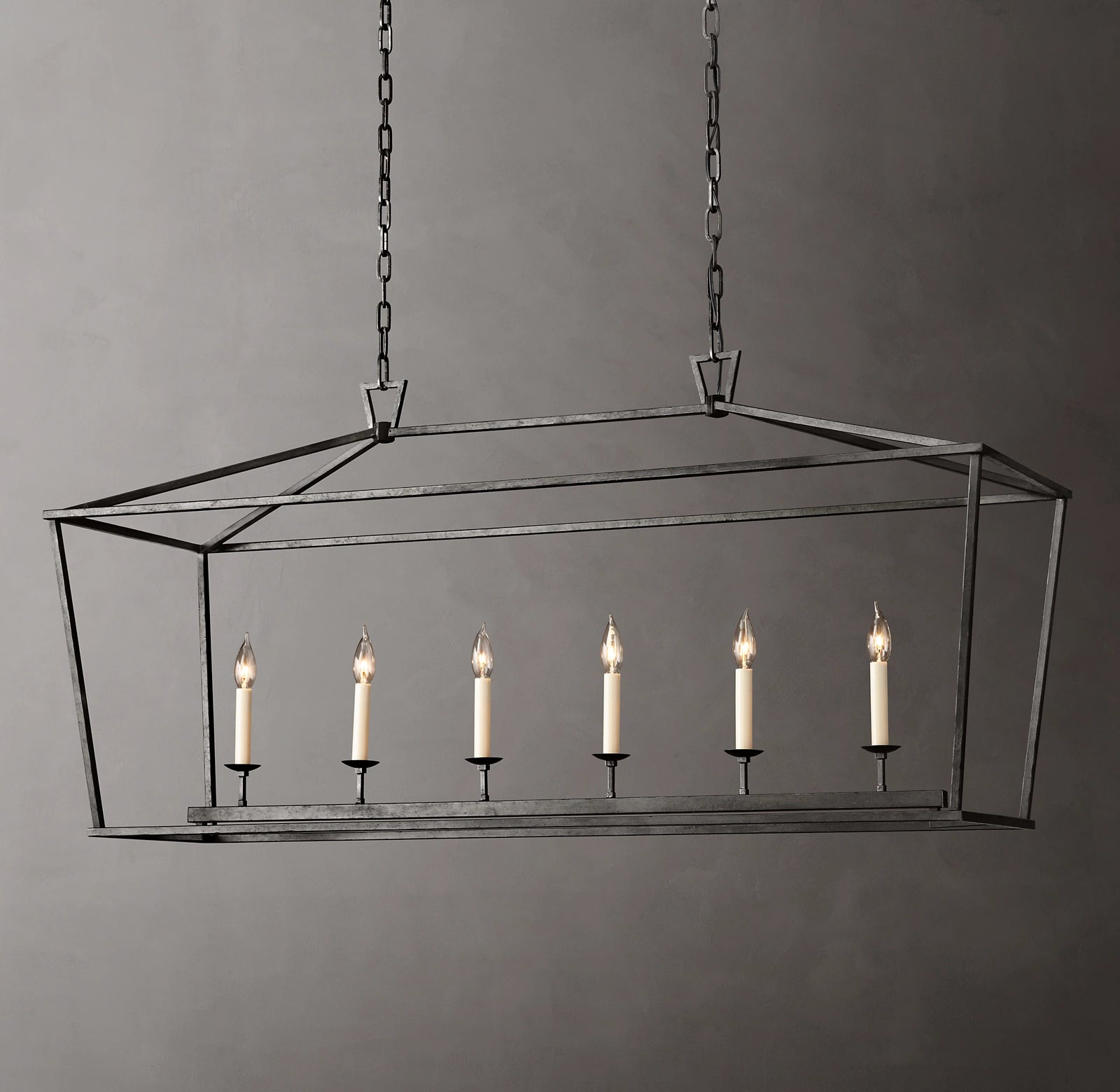 54 Inch Candelabra Rectangular Lantern Chandelier – Openwork