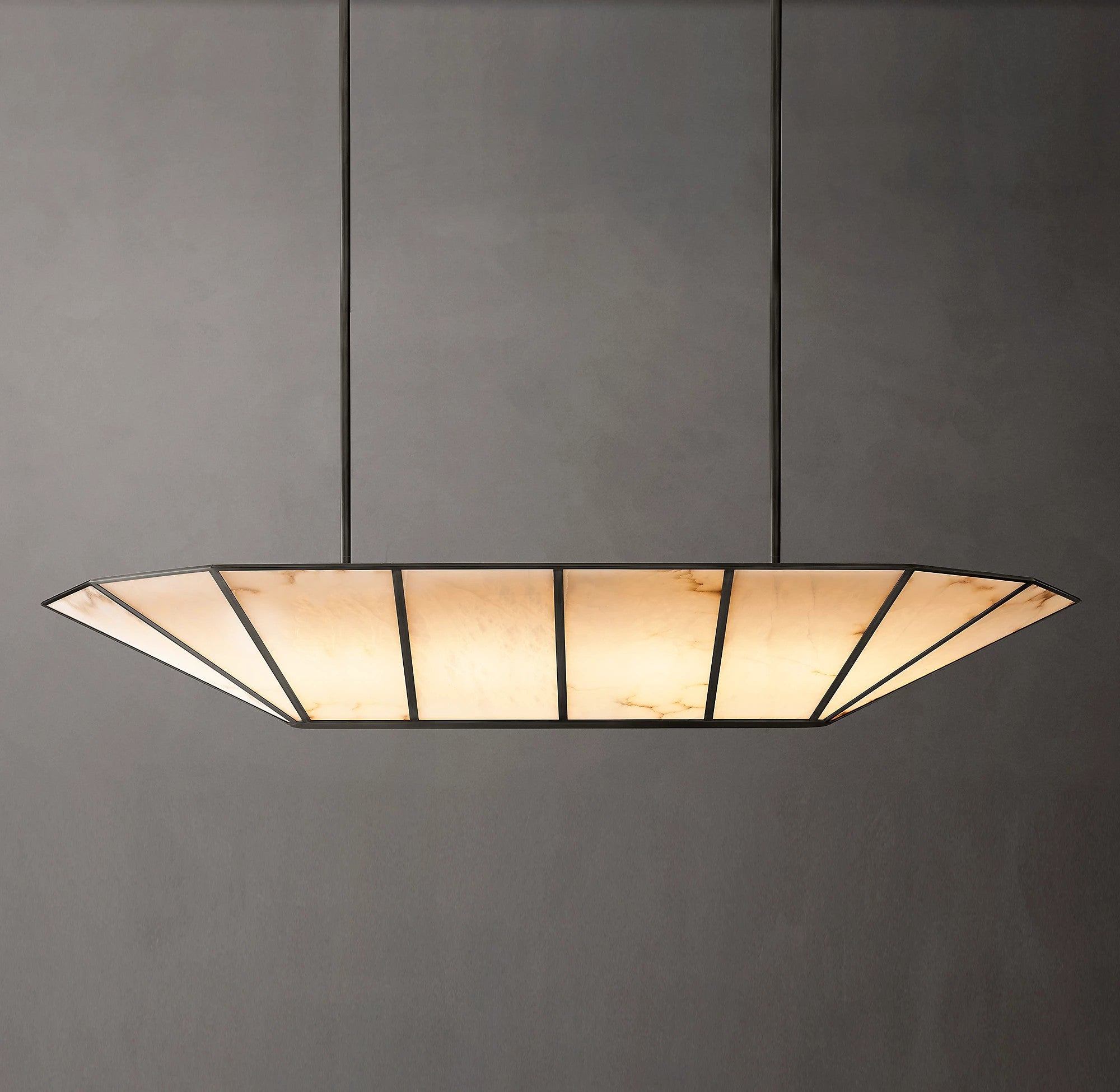 52 Inch Alabaster Umbrella Linear Chandelier - Lucette