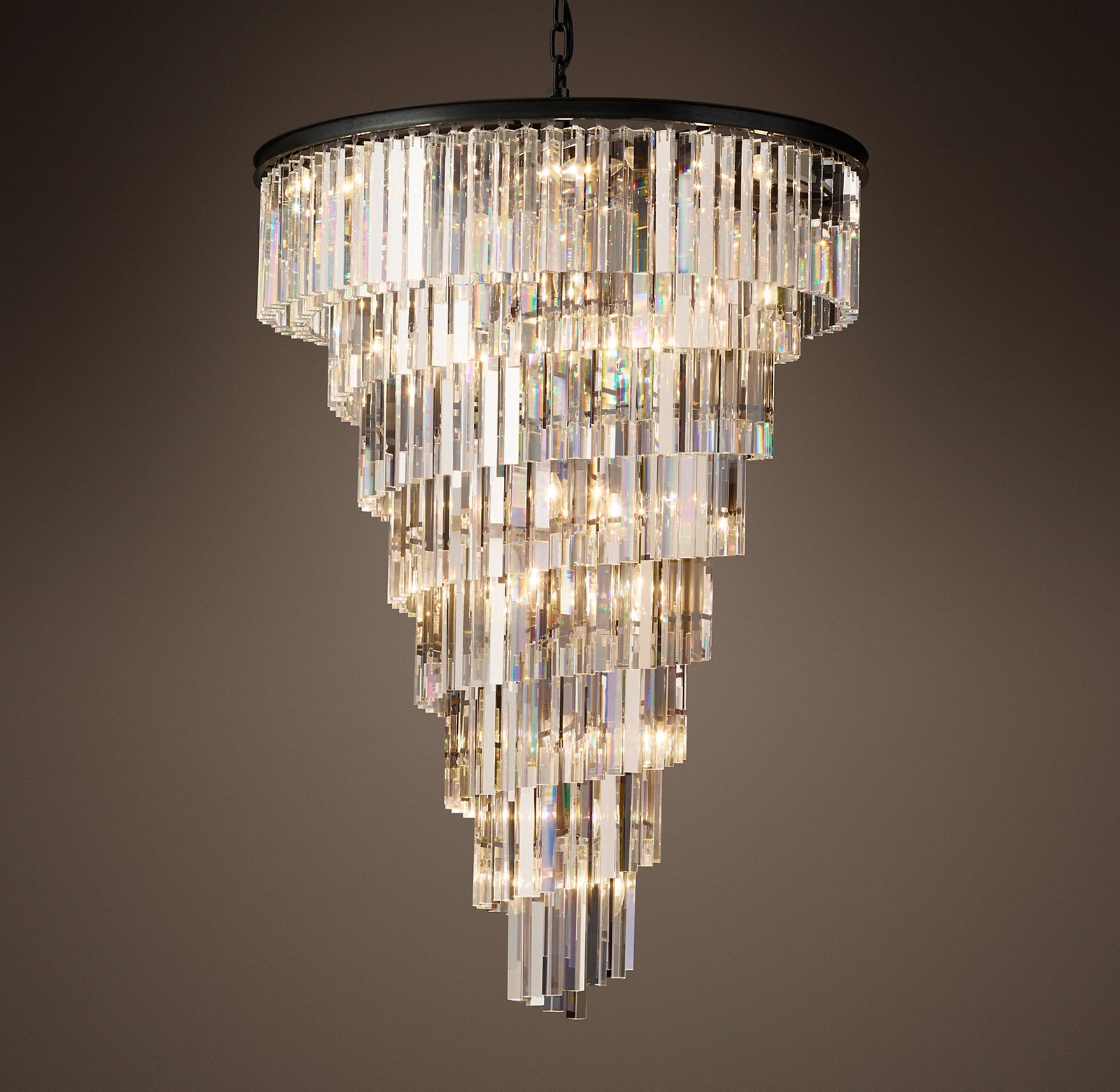 36 Inch Crystal Prism Cascading Chandelier - Helix