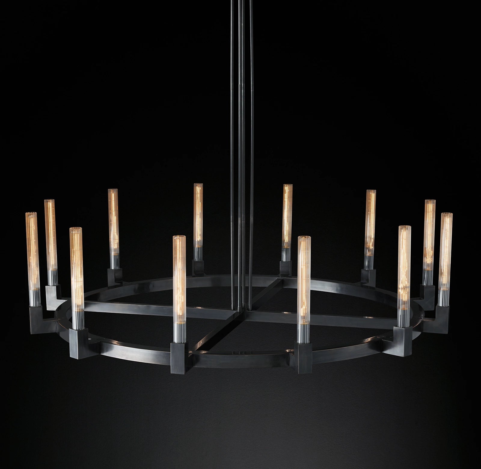 60 Inch Fluted-Glass Candlestick Round Chandelier - Cannele
