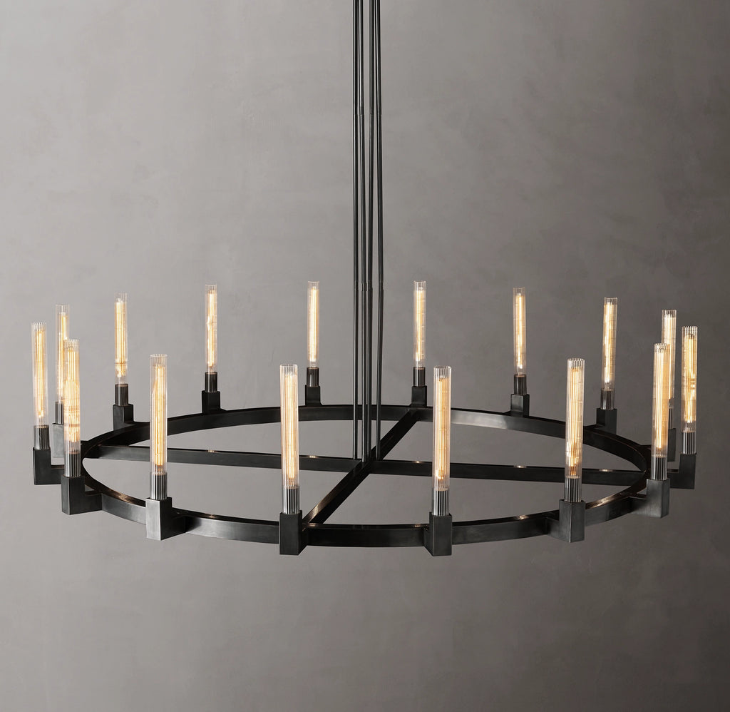 72 Inch Fluted-Glass Candlestick Round Chandelier - Cannele