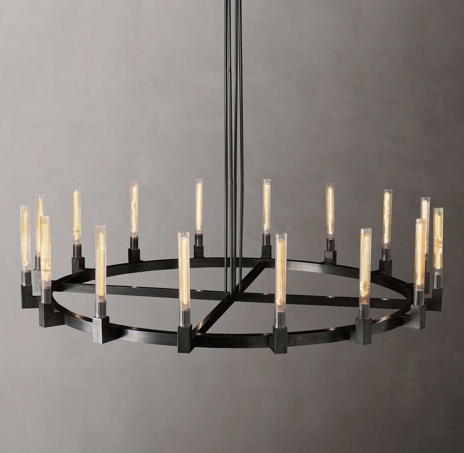 72 Inch Fluted-Glass Candlestick Round Chandelier - Cannele