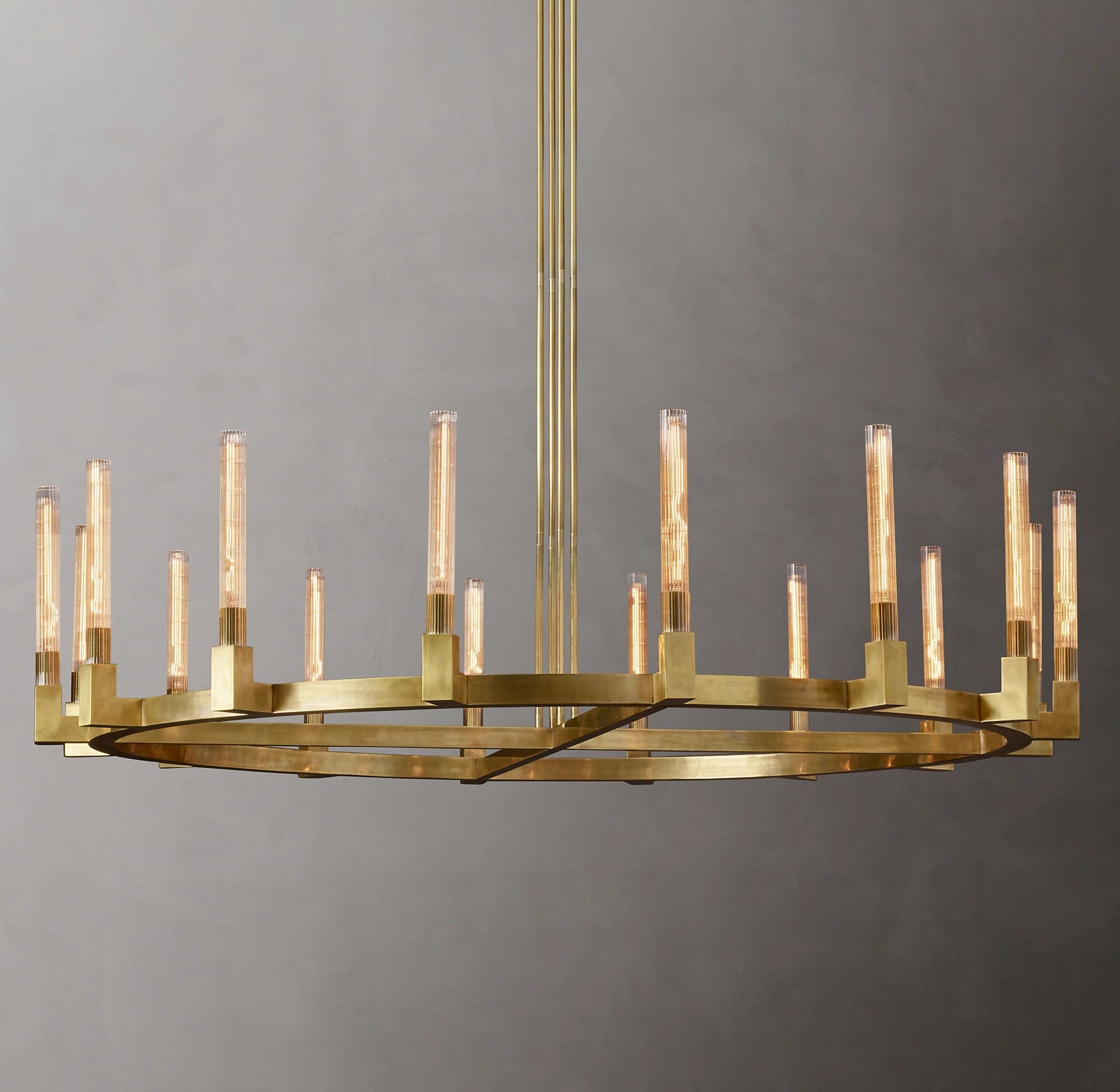 72 Inch Fluted-Glass Candlestick Round Chandelier - Cannele