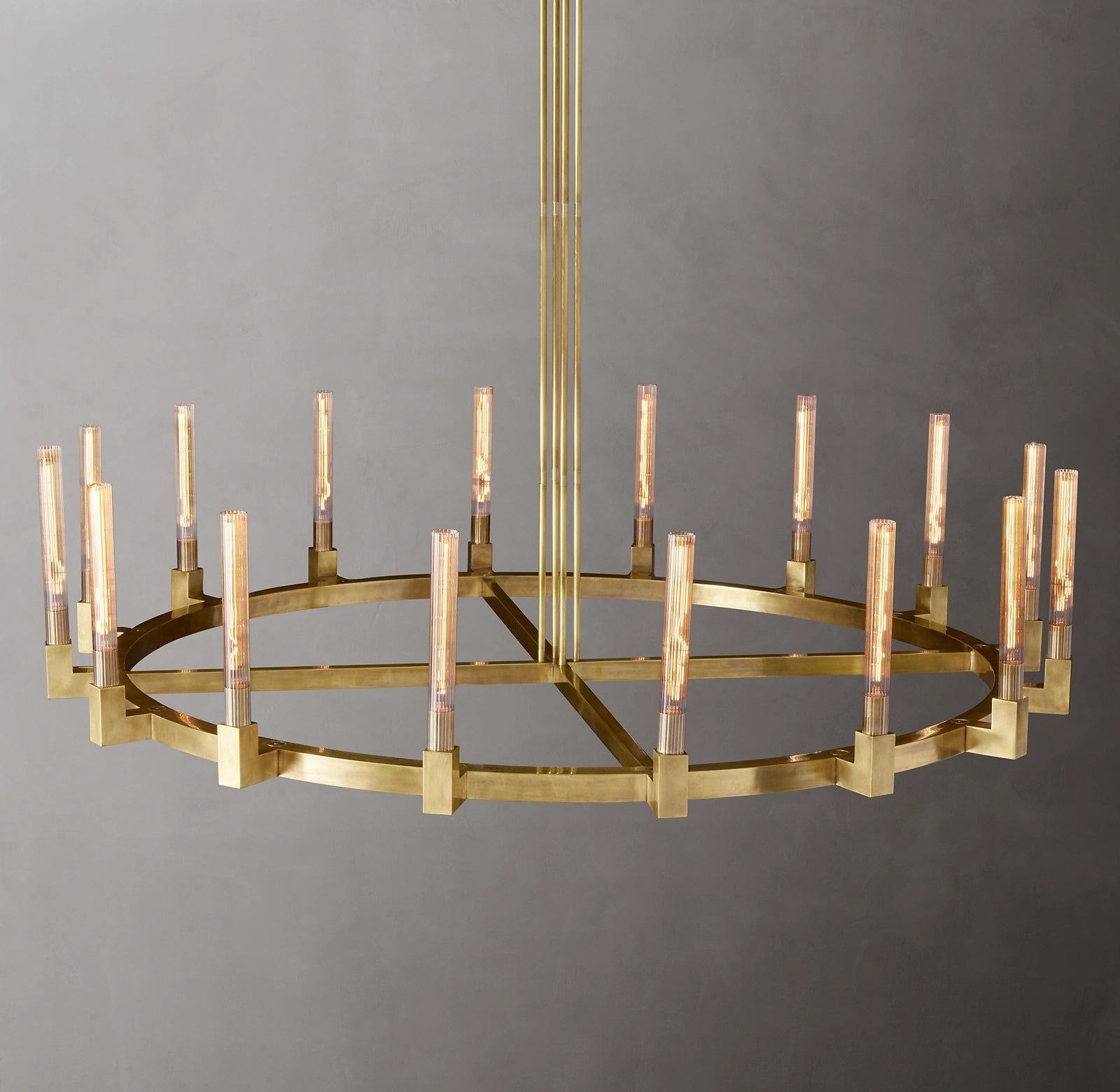 72 Inch Fluted-Glass Candlestick Round Chandelier - Cannele