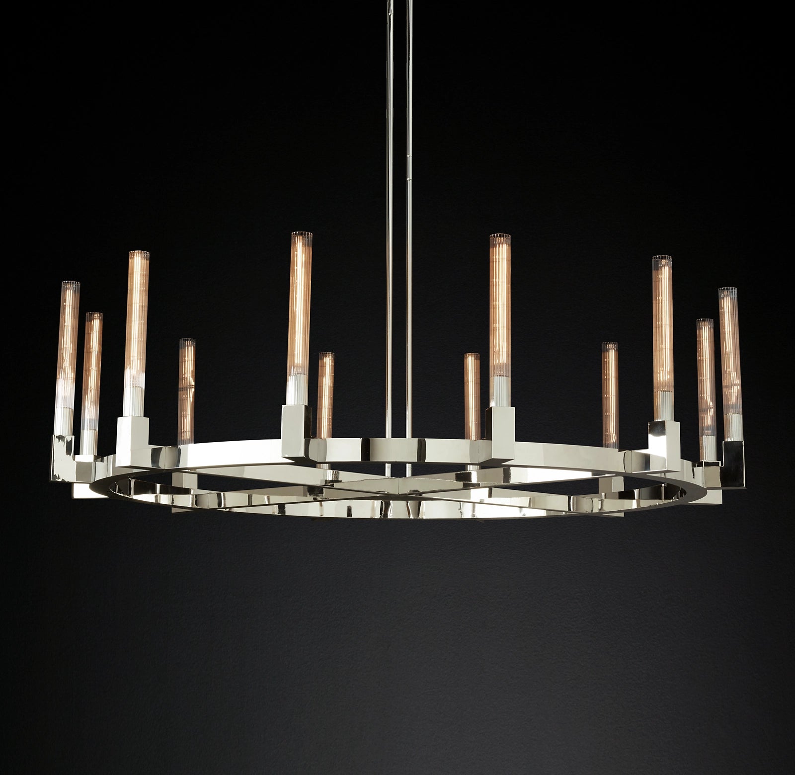 60 Inch Fluted-Glass Candlestick Round Chandelier - Cannele