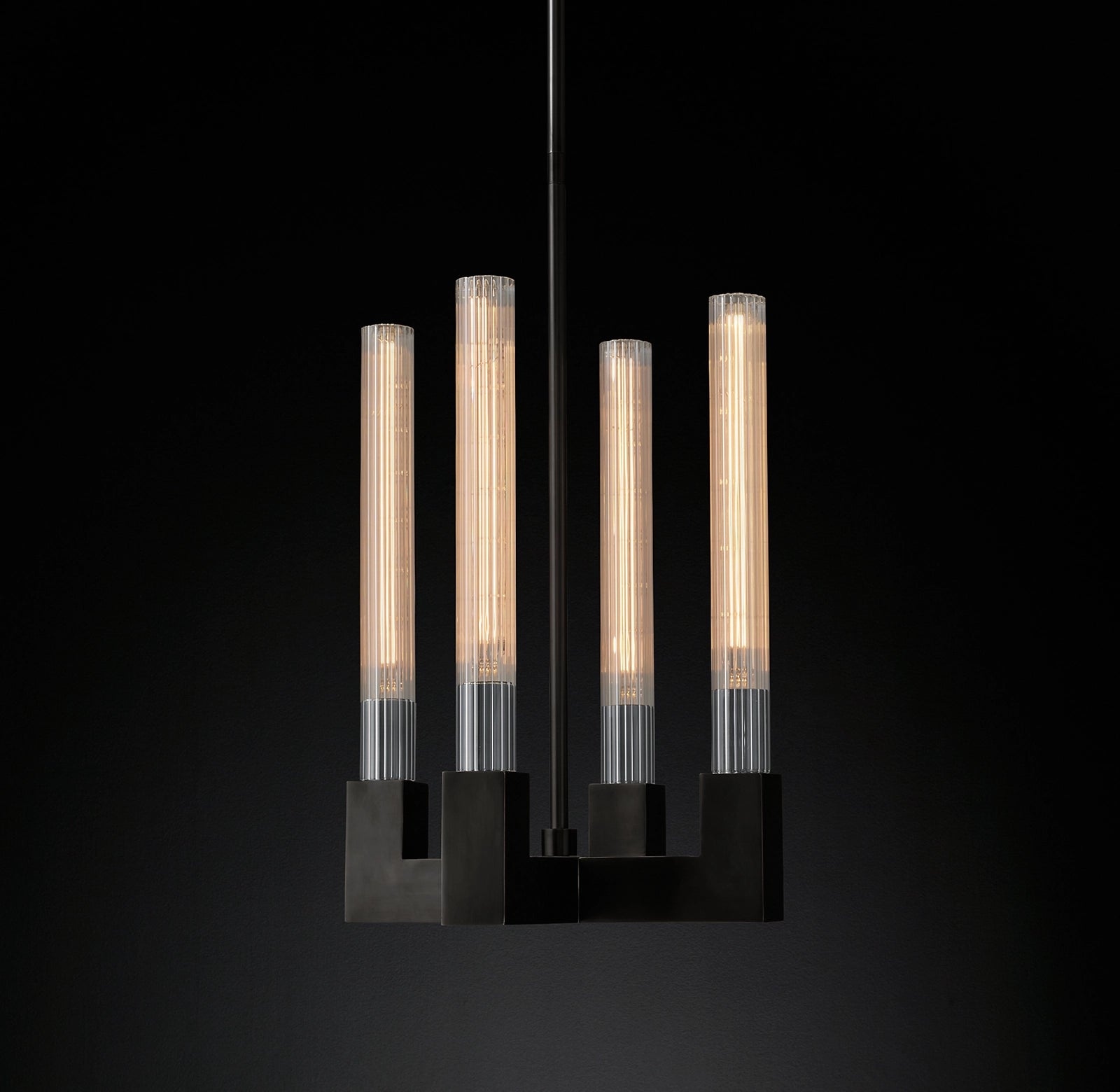 Fluted-Glass Candlestick Pendant Light - Cannele