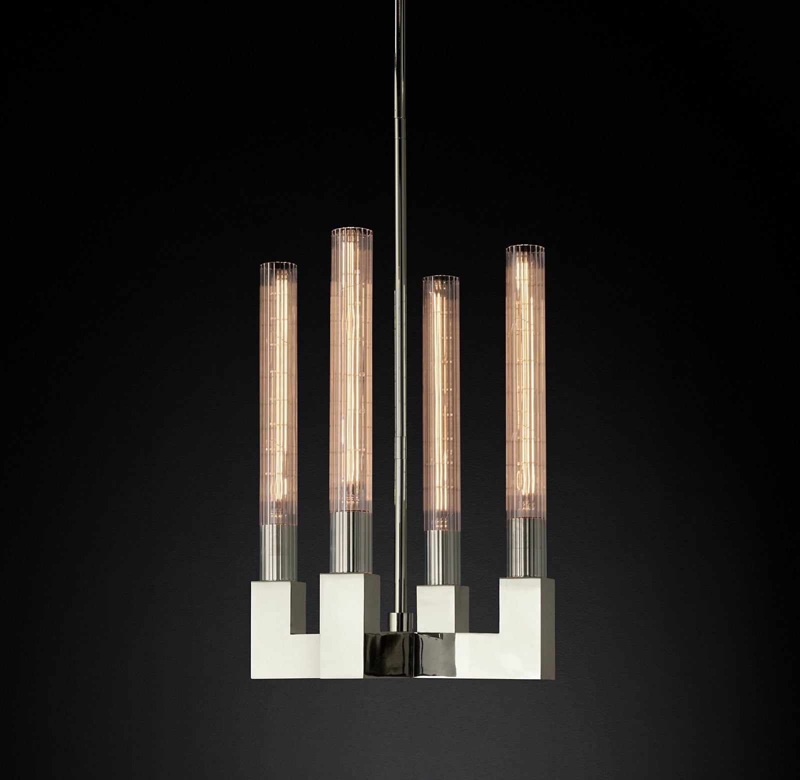 Fluted-Glass Candlestick Pendant Light - Cannele
